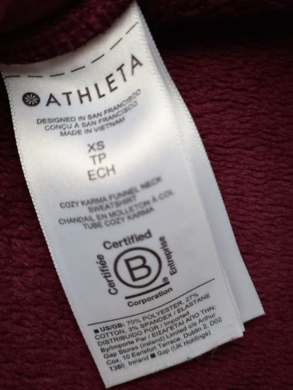 Athleta Cozy Fleece Pullover – Women’s Size XS, Plum High Neck Sweatshirt - Picture 9 of 10